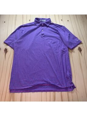 Holderness & Bourne Tailored Fit Pink Blue Striped Polo Shirt Mens XL Logo READ!
